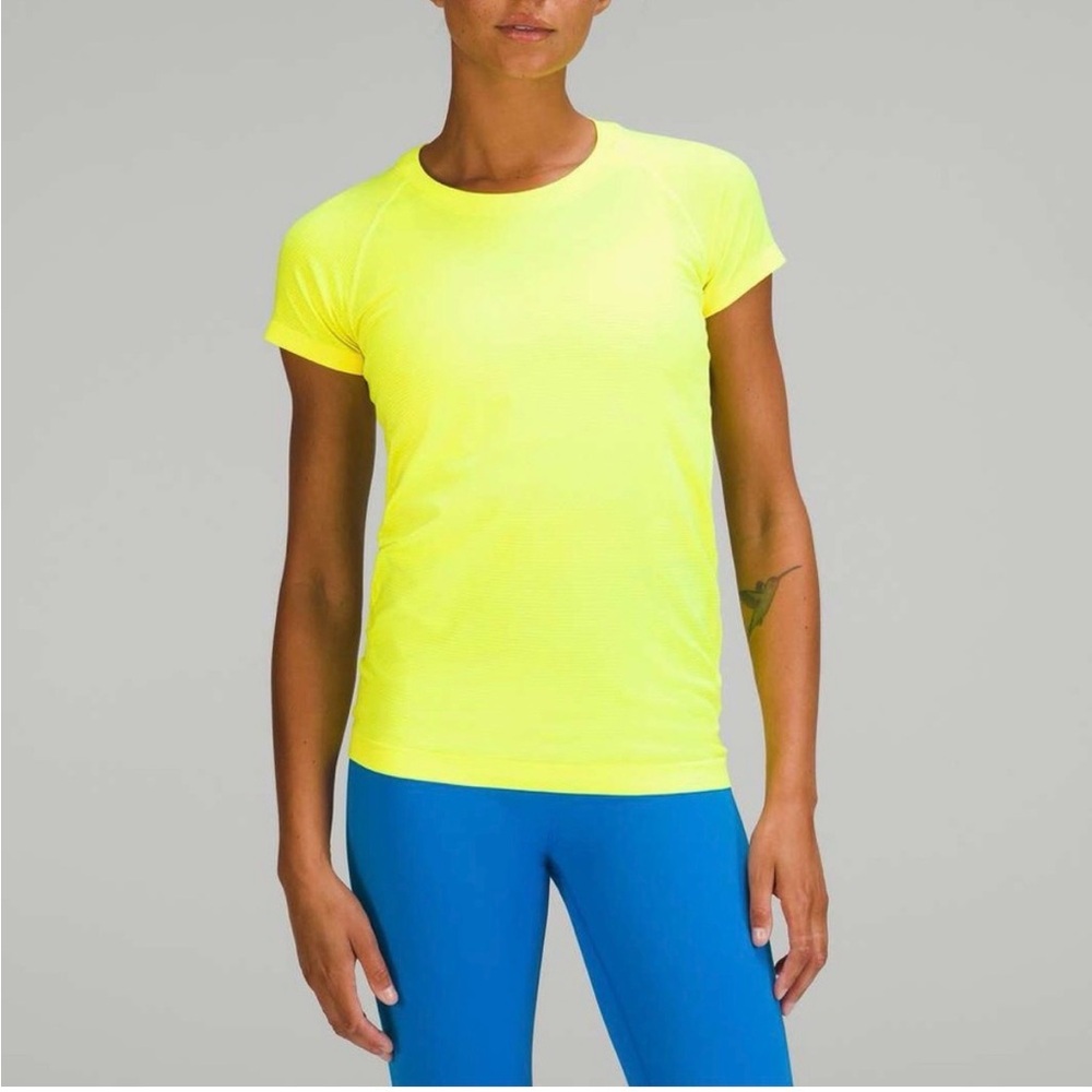 BRAND NEW, Lululemon Highlighter Yellow Short Sleeve Swiftly Tech Shirt